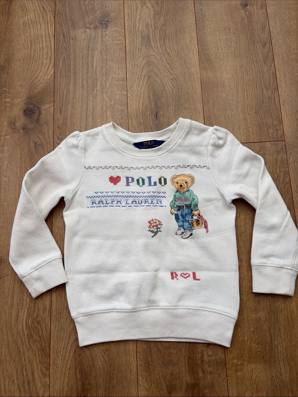 Polo by Ralph Lauren Cream Kids Bear Graphic Sweatshirt